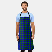 Tablier MacKenzie tartan bleu vert plaid (Porté)