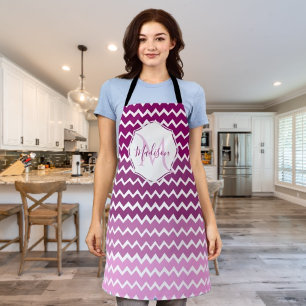 Tablier Magenta Ombre Chevron Espace personnalisé