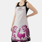 Tablier Magenta Thanksgiving Turkey Floral Apron (Insitu)
