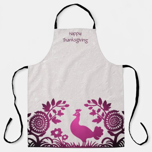 Tablier Magenta Thanksgiving Turkey Floral Apron (Recto)