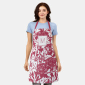 Tablier Magenta William Morris Floral Monogramme tendance (Porté)