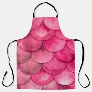 Tablier Magic Sirène Couleur rose pâle Échelles Aquarelle
