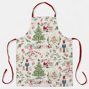 Tablier Magie de Noël à l'aquarelle Rétro Casse-Noisette