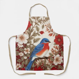 Tablier Magnifique Bluebird de l'Est Floral Rouge