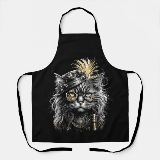 Tablier Magnifique chat Steampunk (Recto)
