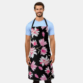 Tablier Magnolia romantique : Aquarelle noire (Porté)