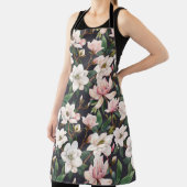 Tablier Magnolias dessinés à la main : aquarelle transpare (Insitu)