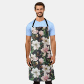 Tablier Magnolias dessinés à la main : aquarelle transpare (Porté)