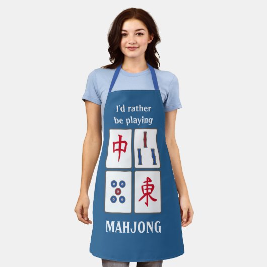 Tablier Mahjong Jeu Tiles Design Apron (Porté)