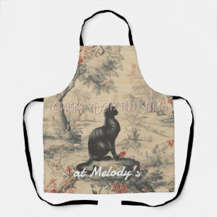 Tablier Mahjong personnalisé sur toile de chat noir vintag