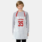 Tablier Maillot de baseball rayé de couleur éditable Nom E (Porté)