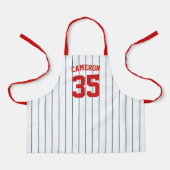 Tablier Maillot de baseball rayé de couleur éditable Nom E (Recto)