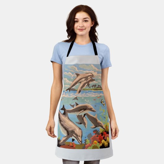 Tablier Main Painted by Number | Dolphins | (Porté)