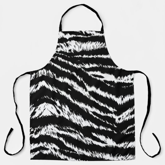 Tablier Main Tirée Abstraite Deux couleurs Zebra Stripes R (Recto)