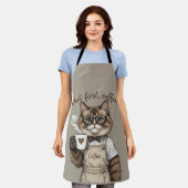 Tablier Mais d'abord, chat café (Porté)