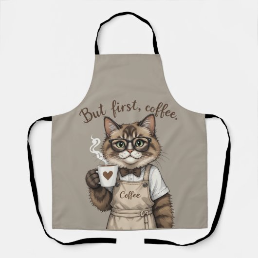 Tablier Mais d'abord, chat café (Recto)