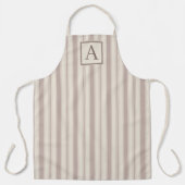 Tablier Maison de campagne rustique initiale rayée beige e (Recto)