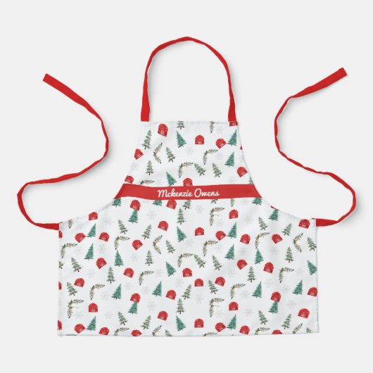 Tablier Maison de Noël Rustique personnalisée (Recto)