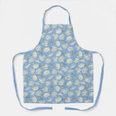 Tablier Maison de plage côtière bleu coquillage (Recto)