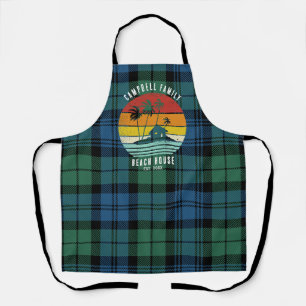 Tablier Maison de plage familiale rustique Palmiers Tartan