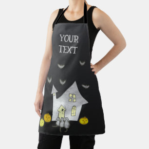Tablier Maison d'Halloween, Chats noirs, Chats, Chauves-so