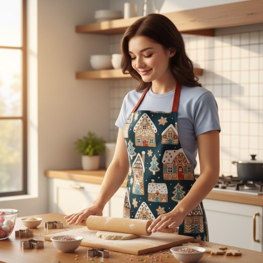 Tablier Maison en pain d'épices Cookie Noël Fêtes d'hiver