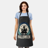 Tablier Maison Hantée de la Lune Vector Halloween (Porté)