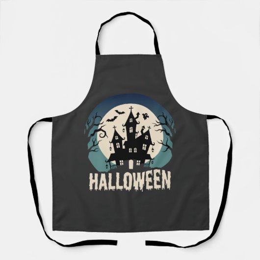 Tablier Maison Hantée de la Lune Vector Halloween (Recto)