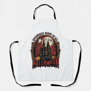Tablier Maison Hantée Halloween Gravure Vintage Épouvantab