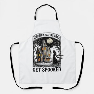 Tablier Maison Hantée Halloween Gravure Vintage Horreur S