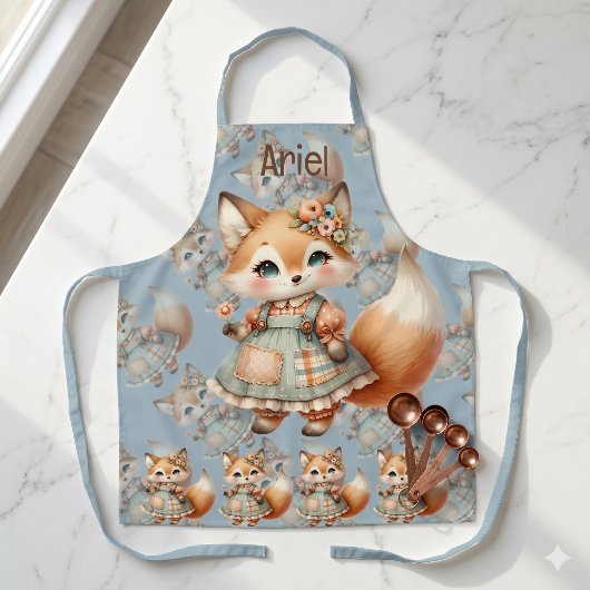 Tablier Maisonnette Fantaisiste Florale Pastel Renard Core