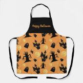 Tablier Maisons Éffrayantes d'Halloween noir et orange (Recto)