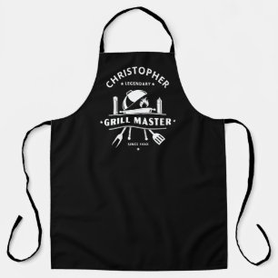 Tablier Maître de Grill Légendaire personnalisé en noir et