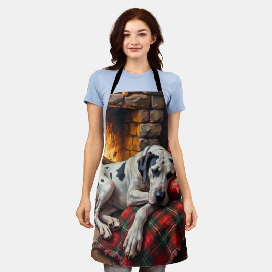 Tablier Majestic Great Dane Asleep by Fireplace Cozy (Porté)