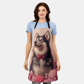 Tablier Malamute d'Alaska avec des roses - Saint-Valentin  (Porté)