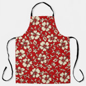 Tablier Malia Hibiscus Rouge et Crème hawaïens (Recto)