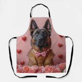 Tablier Malinois belge avec des roses - Saint-Valentin  (Recto)