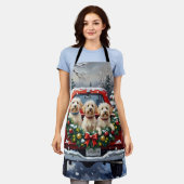 Tablier Maltese Christmas Red Truck Holiday (Porté)