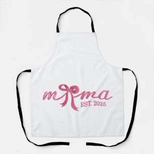 Tablier Mama Est 2025 Chaud Rose Bow Coquette fête des mèr
