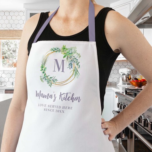 Tablier Maman Apron Aromatique Kitchenette Herbes violet M
