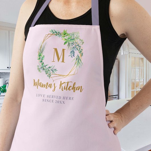 Tablier Maman Apron Herbes Aromatiques Purple Or rose Mono