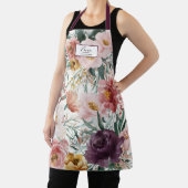 Tablier Maman aquarelle fleurie pourpre giro élégant (Insitu)