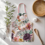 Tablier maman aquarelle florale rose girolle élégant modif<br><div class="desc">Écriture florale aquarelle moderne élégant éditable nom apron rose girly design. Sur tendance fleurie,  feuillage beau design botanique. Une partie d'une collection moderne. cadeau de jour pour mère parfaite pour une maman spéciale</div>