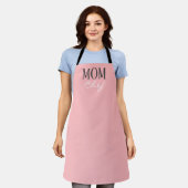 Tablier Maman Blush Pink Noir Chef Script (Porté)