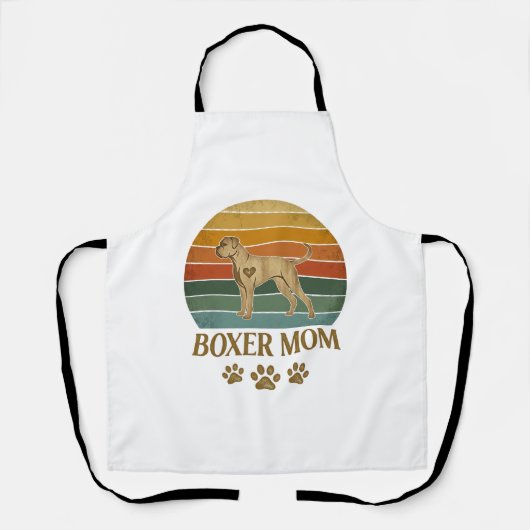 Tablier Maman Boxer Chien Rétro Coucher de Soleil Empreint (Recto)
