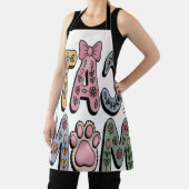Tablier Maman chat florale avec empreinte de patte (Insitu)