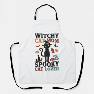 Tablier Maman chat Halloween Design vintage sorcière amate