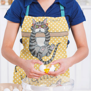 Tablier Maman Chat Taches Jaunes Fantaisistes Nom