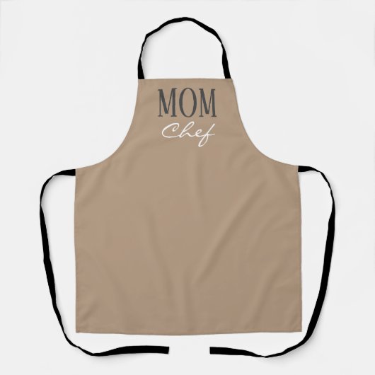 Tablier Maman Chef Moderne Beige Brown Blanc Script Cuisin (Recto)