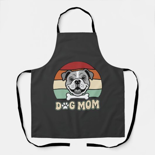 Tablier Maman Chien Rétro Bulldog Vectoriel (Recto)